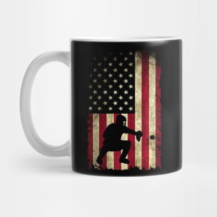 Baseball Catchers Gear Shirt USA American Flag Baseballin Mug